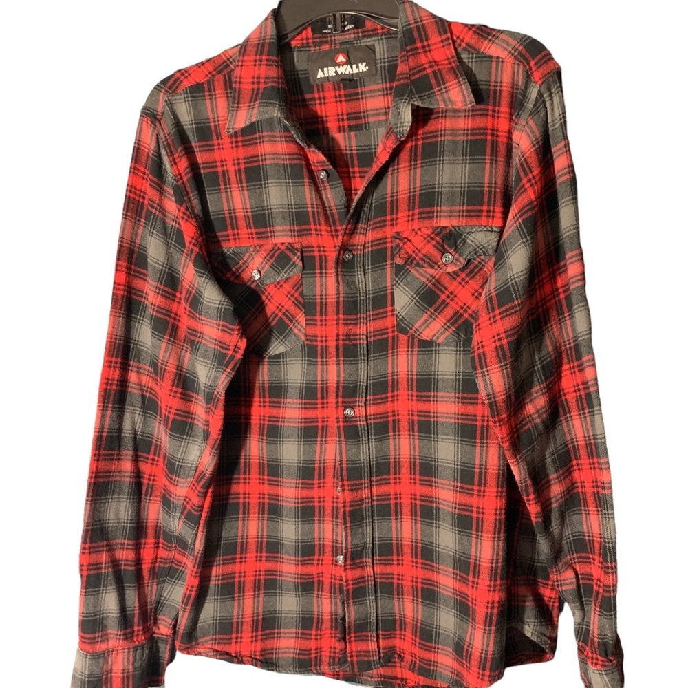 Airwalk Mens Plaid Cotton Button Up Shirt Sz Lrg - Picture 2 of 13